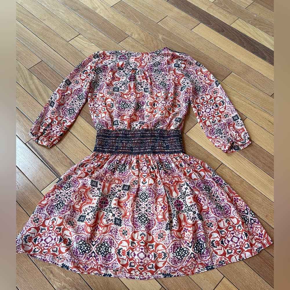 Vanessa Virginia “Day Tripper” Printed Smocked Waist Dress Size S - Picture 15 of 16